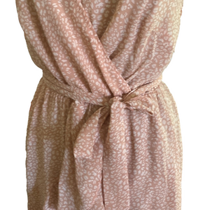 Pink White Leopard Print Spaghetti Strap Cross Over Dress size Medium w …​